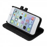 Wholesale iPhone 5 5S Diamond  Flip Leather Wallet Case with Stand ( Black)